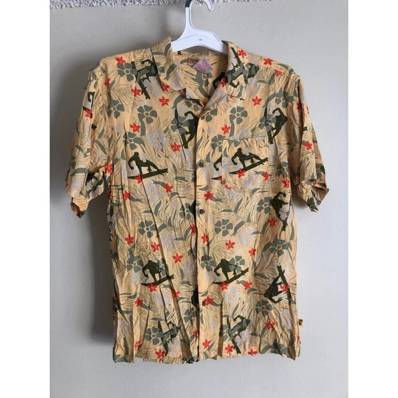 Boys Caribbean Joe Yellow Floral Tropical button front Shirt Size XL (20) - Picture 1 of 5